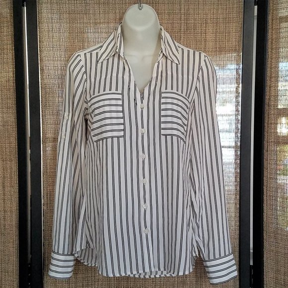 Express Tops - 3/$25 Express Portofino White Black Stripe Shirt